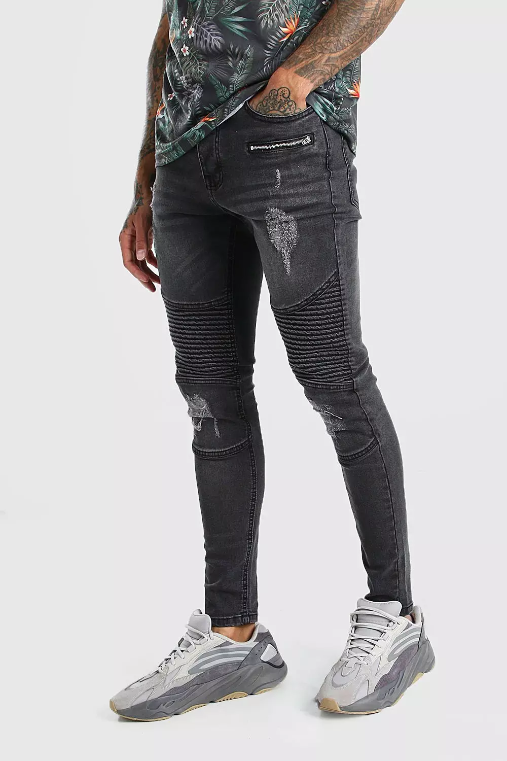 Dark grey clearance biker jeans